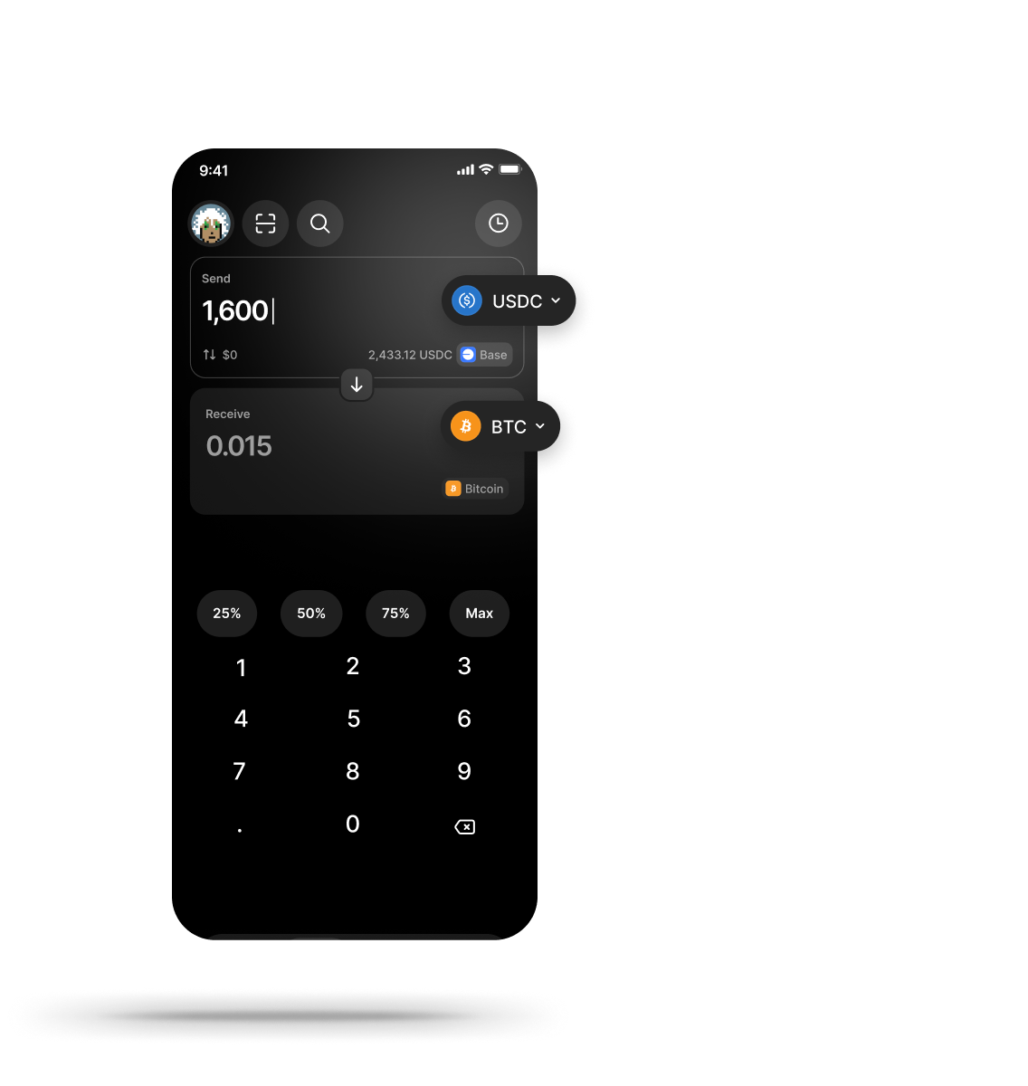 Ledger Wallet swap confirmation screen